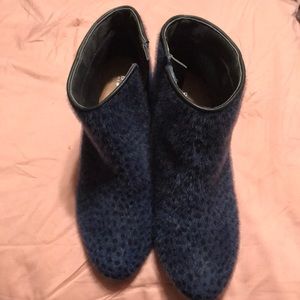 Ankle Boots -Blue Leopard Print-Womens Size 7